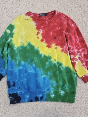 Polo Ralph Lauren Tie Dye Sweatshirt 3/4 Sleeves Mens Medium Pony Logo